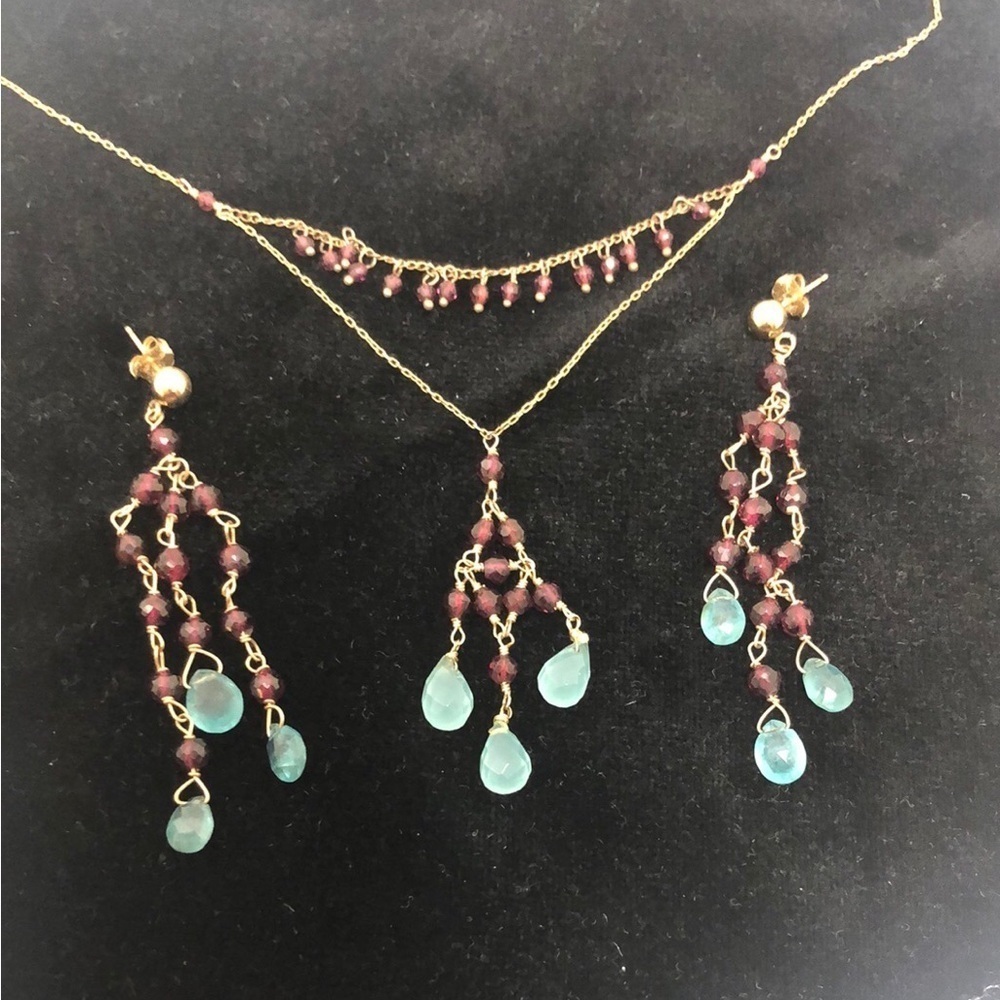 Semi precious stones hand made Wendy Mink necklace & earrings - Picture 7 of 15